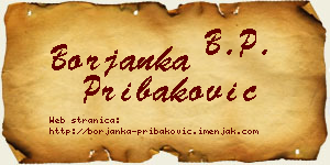 Borjanka Pribaković vizit kartica